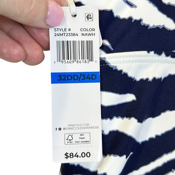 Anne Cole Zebra Shadow Twist Front Underwire Tankini Swim Top Women 32DD/34D NWT - Picture 3 of 10